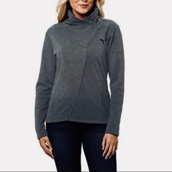 Puma Asymmetrical Zip Up Grey Jacket L 